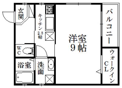 COLABO津門呉羽町(1K/2階)の間取り写真