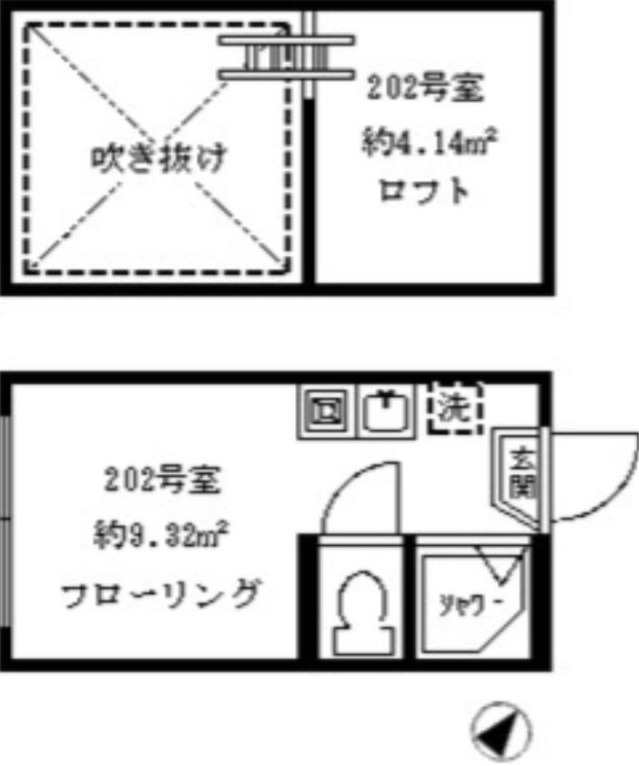フェリスフルート(ワンルーム/2階)の間取り写真