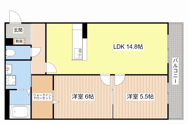 ハートフルマンション神出(2LDK/1階)の間取り写真