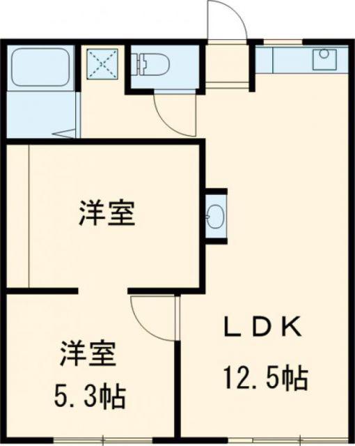 フォーヴル錦 B(1LDK/2階)の間取り写真