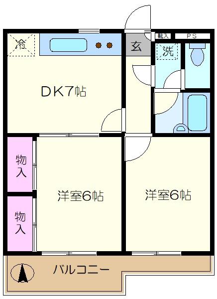 アーガスヒルズ5(2DK/2階)の間取り写真