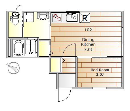 COZY FLAT 中目黒(1DK/1階)の間取り写真