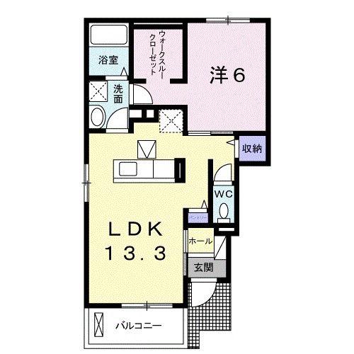 マーベラス坂ノ市(1LDK/1階)の間取り写真