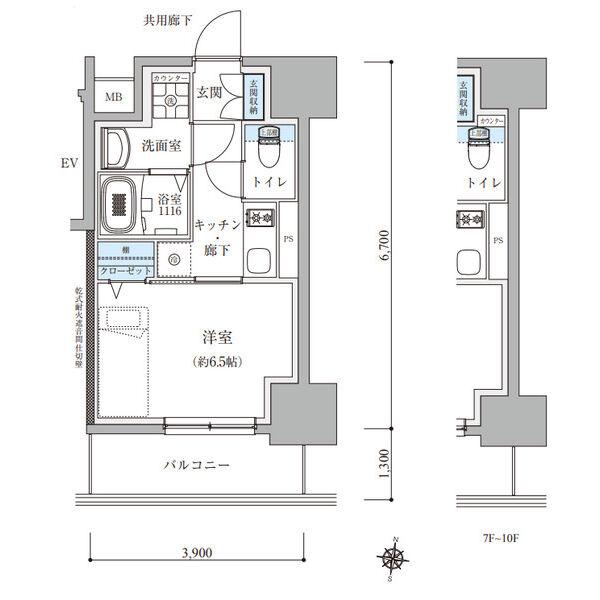TENAS瑞穂通(ワンルーム/5階)の間取り写真