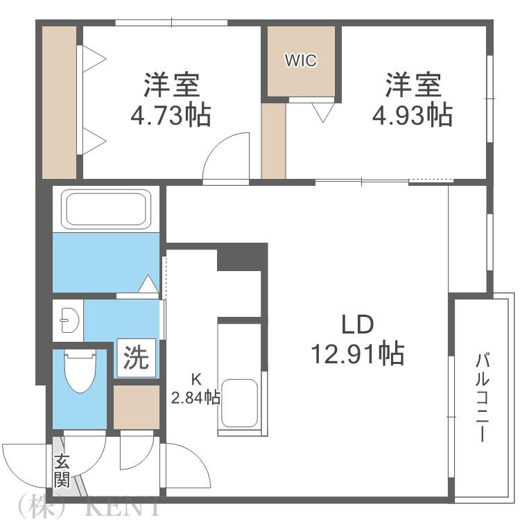 N7W11MS(2LDK/2階)の間取り写真