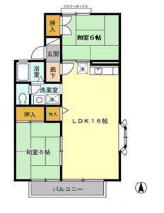 グリーンパラシオン5(2LDK/2階)の間取り写真