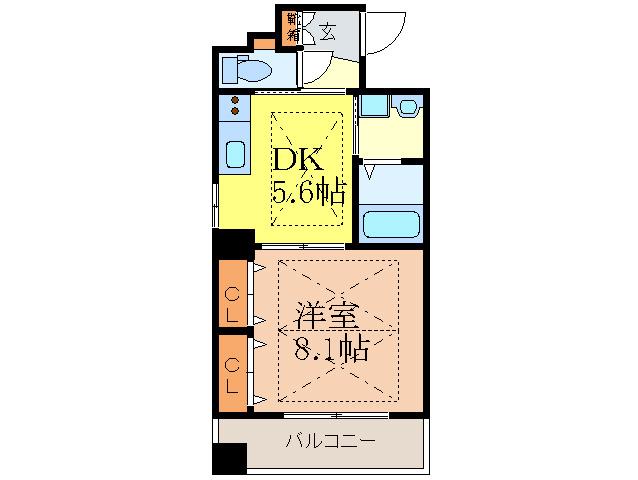 ノルデンハイム江坂II(1DK/7階)の間取り写真