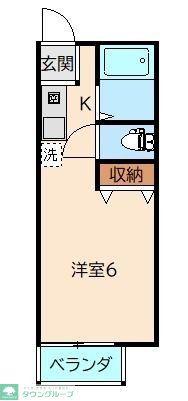 サンヒルズソガ(1K/2階)の間取り写真