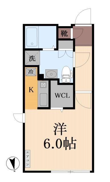 MODULOR若林(ワンルーム/4階)の間取り写真