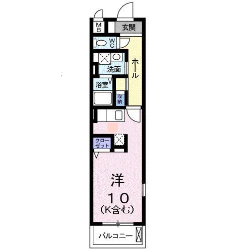 グラシオッソ(ワンルーム/1階)の間取り写真