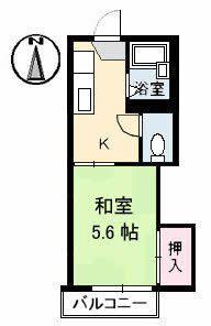 コーポKII(1K/2階)の間取り写真