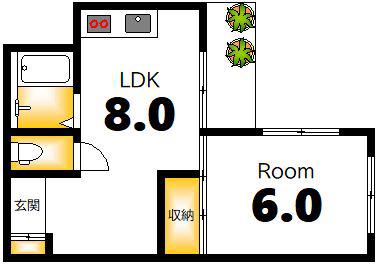 荒谷ビル(1LDK/3階)の間取り写真
