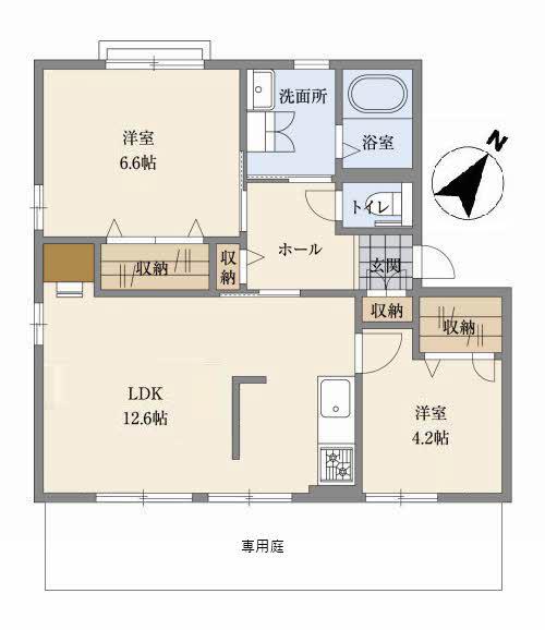 サンコート赤坂(2LDK/1階)の間取り写真
