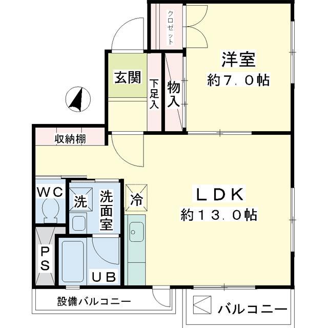 岡田ビル(1LDK/2階)の間取り写真