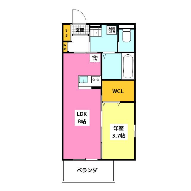 グランソレイユ西新(1LDK/1階)の間取り写真