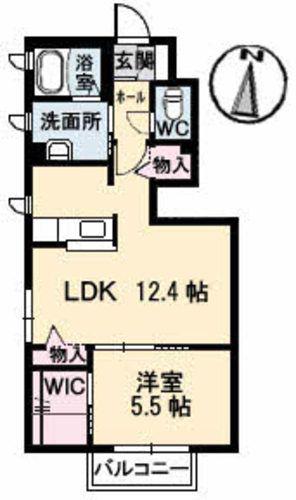 ヴァンベールM(1LDK/1階)の間取り写真