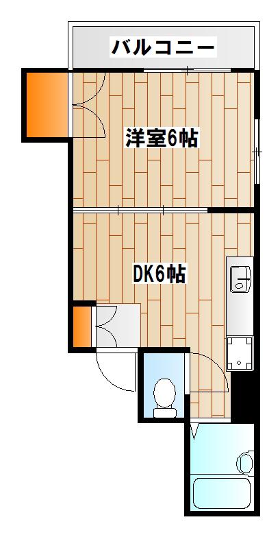 タウンハイツ木下(1DK/3階)の間取り写真