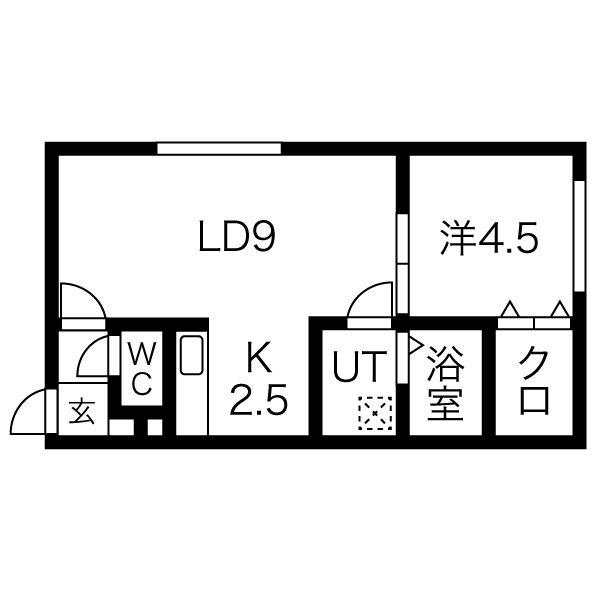 アプリーラ新琴似(1LDK/3階)の間取り写真