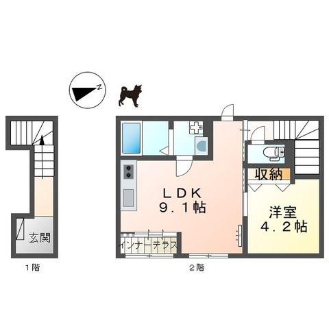 サンカーサ(1LDK/2階)の間取り写真