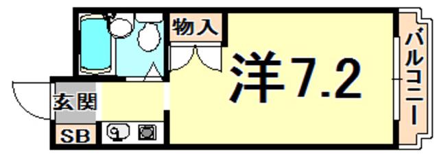 ダンディライオン西宮(1K/7階)の間取り写真