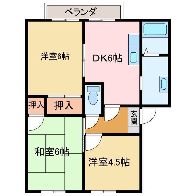 一忠ハイツ(3DK/1階)の間取り写真