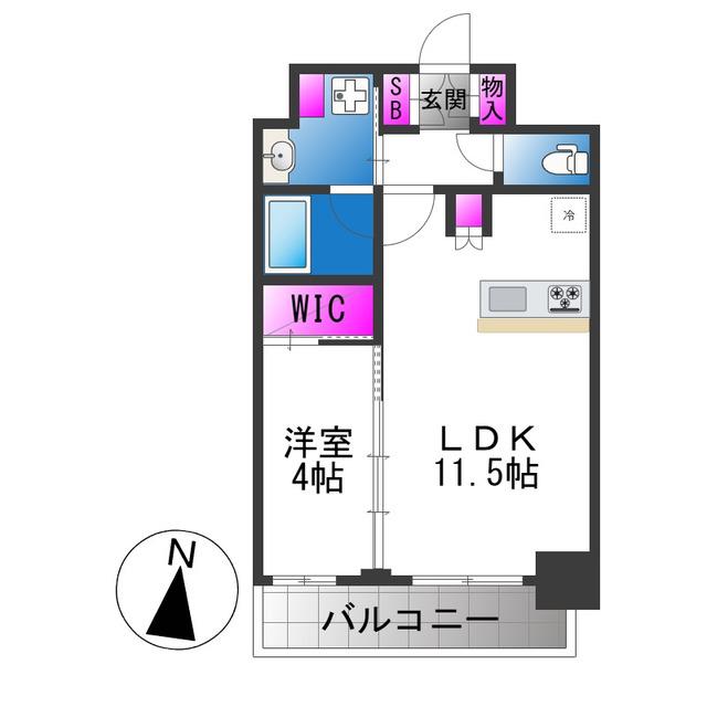 プレリス大阪今里サヴィア(1LDK/3階)の間取り写真