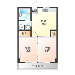 利久マンション(2DK/4階)の間取り写真