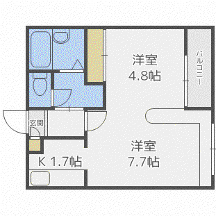 ホークメゾン札幌2号館(1LDK/2階)の間取り写真