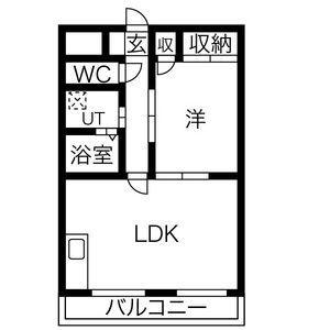 クラシティ御幸(1LDK/9階)の間取り写真