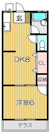 パルムハイツ(1DK/1階)の間取り写真