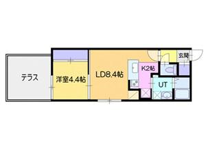 ヴェリタス澄川(1LDK/1階)の間取り写真