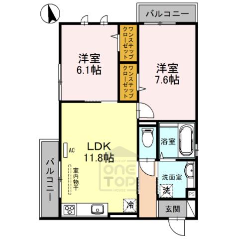 ＪＲ東海道本線 茨木駅 徒歩12分 3階建 築11年(2LDK/2階)の間取り写真