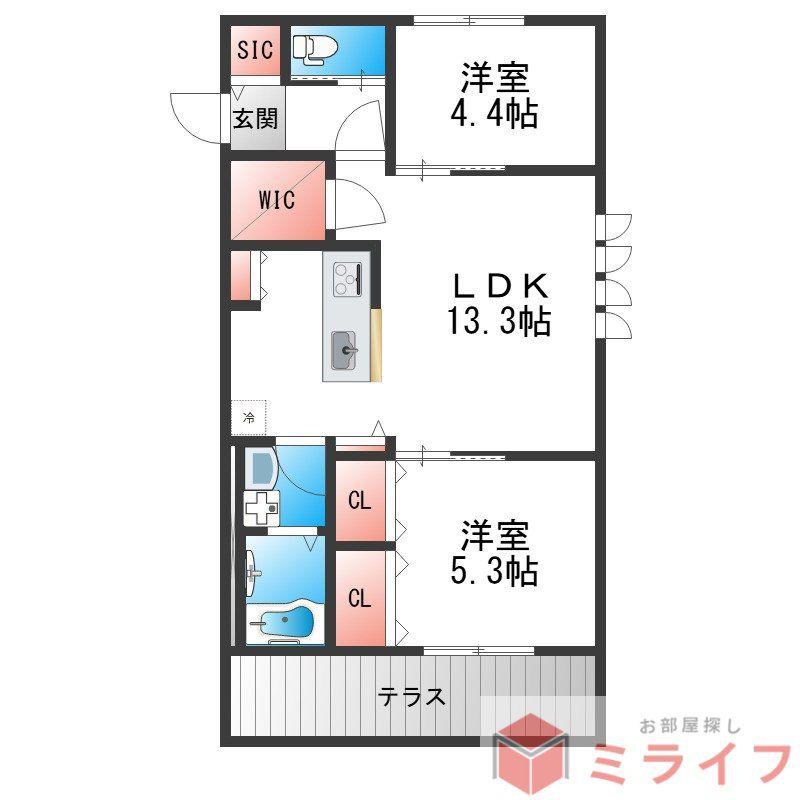 CASA TOA(2LDK/1階)の間取り写真