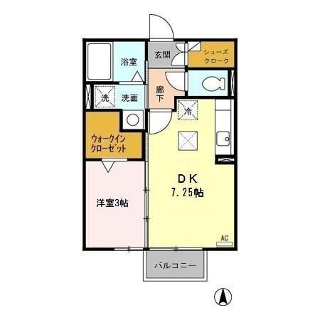 セジュールだいわ(1DK/1階)の間取り写真