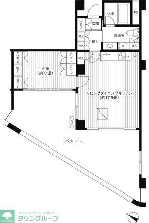ヒューリック浅草一丁目(1LDK/6階)の間取り写真