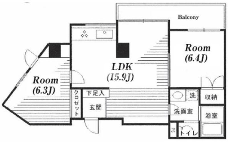 アルファスペース都立大学(2LDK/3階)の間取り写真