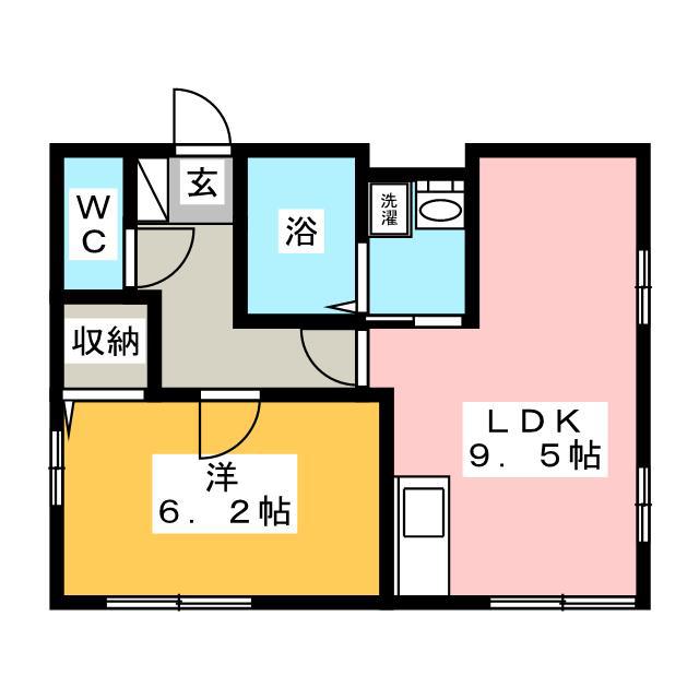 ボナールコートC(1LDK/2階)の間取り写真