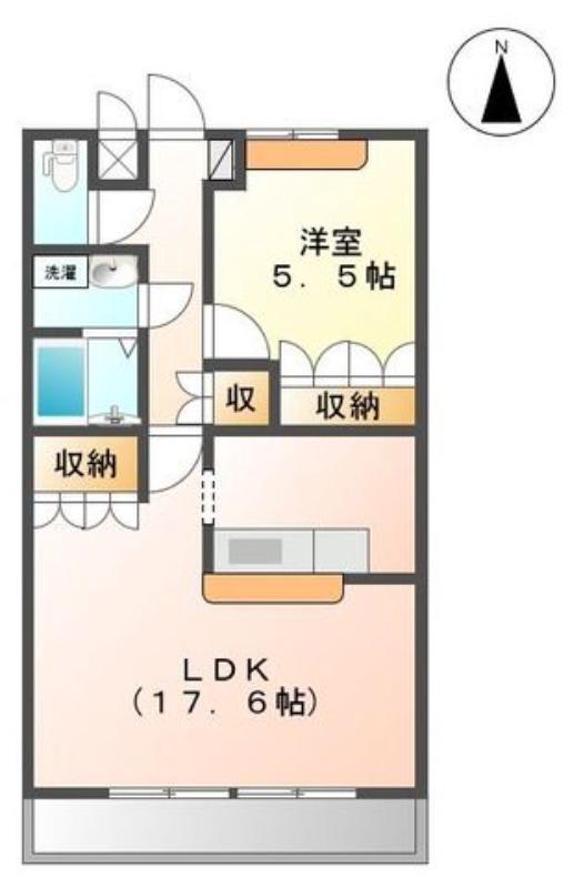 サウンドスケープ(1LDK/2階)の間取り写真