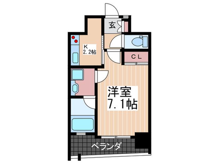 ルービンス宇品海岸II(1K/10階)の間取り写真