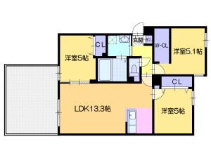 シキレジデンス南平岸(3LDK/1階)の間取り写真