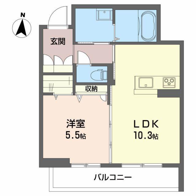 ベレオ緑粋園(1LDK/2階)の間取り写真