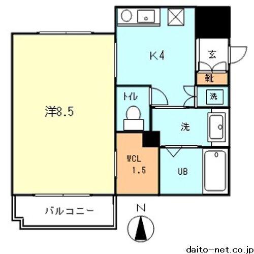 ファーストスクエア(1SK/1階)の間取り写真