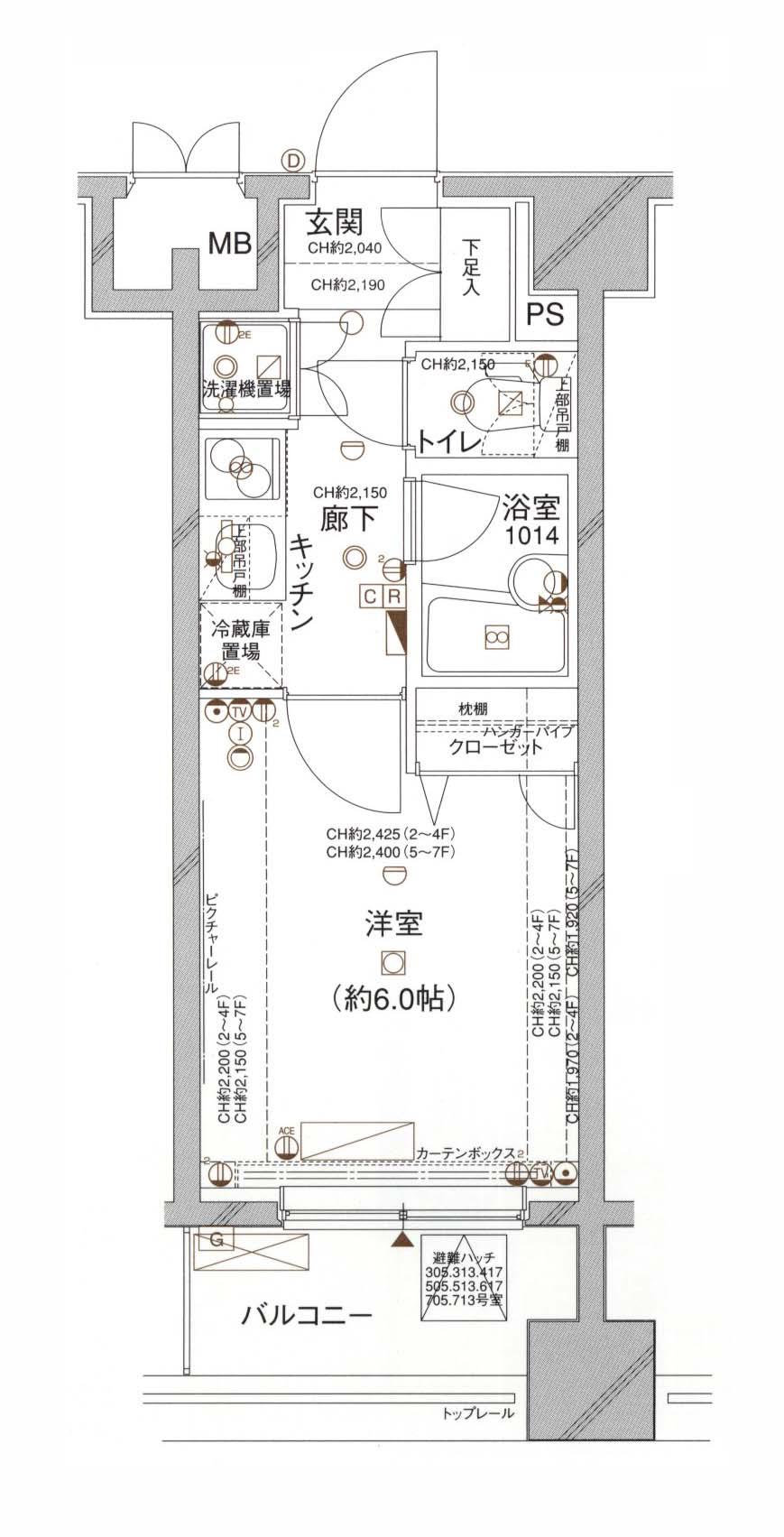 コンシェリア大森山王(1K/5階)の間取り写真