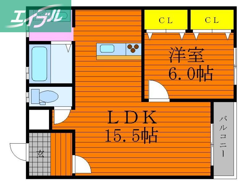美輪コーポ(1LDK/3階)の間取り写真