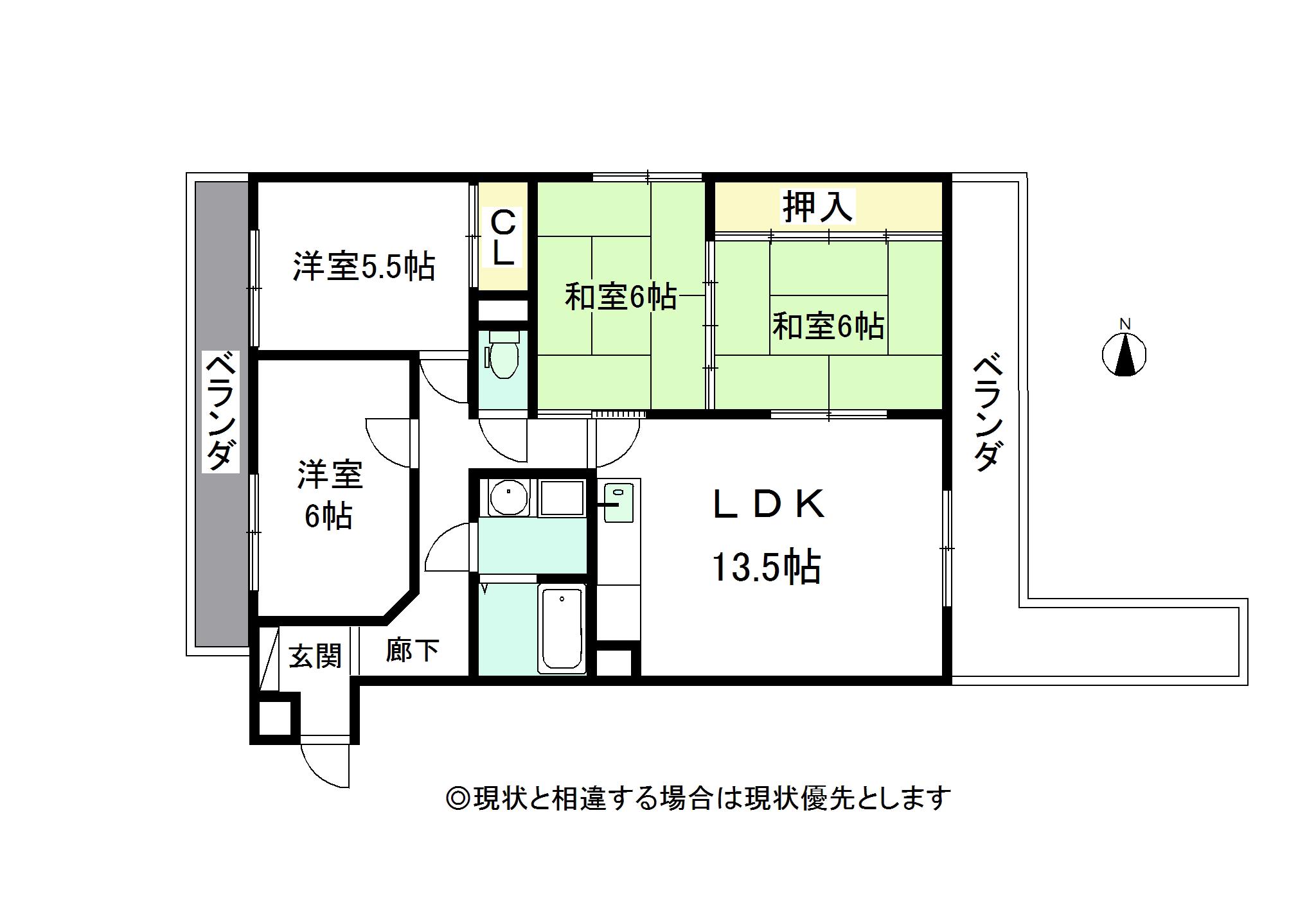 ユーハウス内田橋(4LDK/1階)の間取り写真