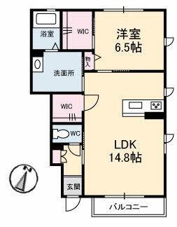 シャーメゾン雲山(1LDK/1階)の間取り写真