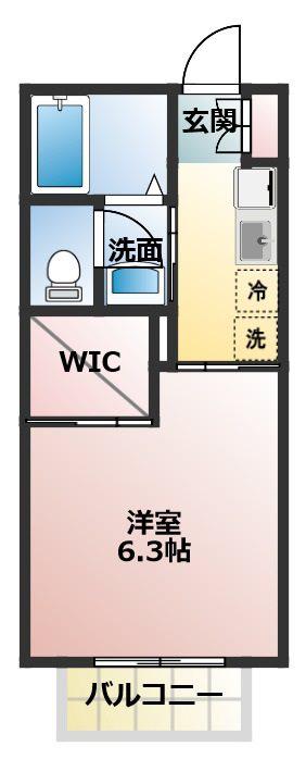 シャモニーA(1K/1階)の間取り写真