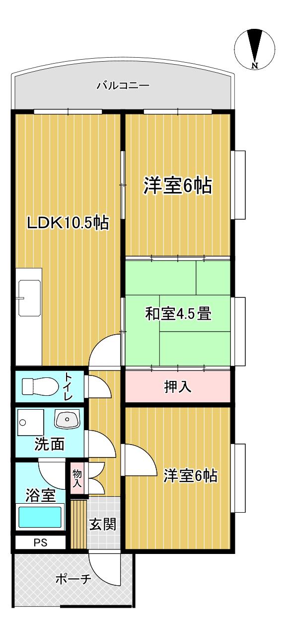 パークサイド南流山(3LDK/2階)の間取り写真