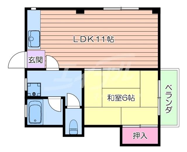 三恵吹田ハイツ(1LDK/2階)の間取り写真