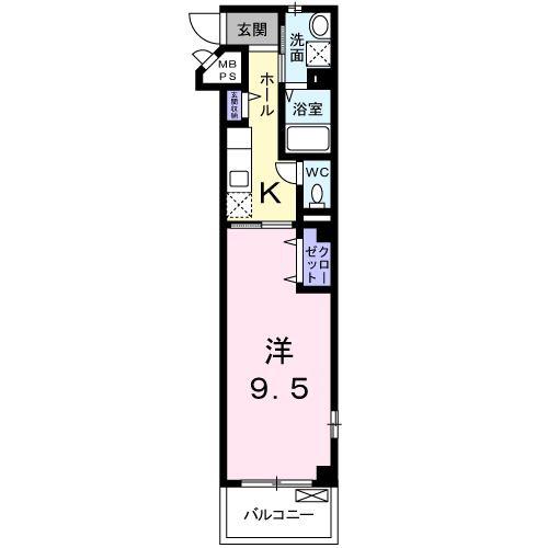PATIO DE.神泉苑(1K/2階)の間取り写真